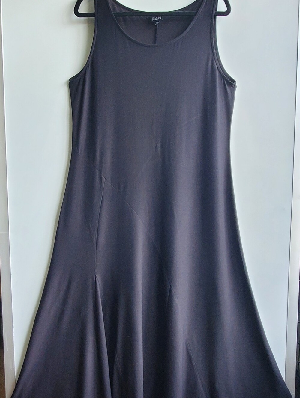 EUC Eileen Fisher Black Asymmetrical Godet Tank Dress D8387M - Size M